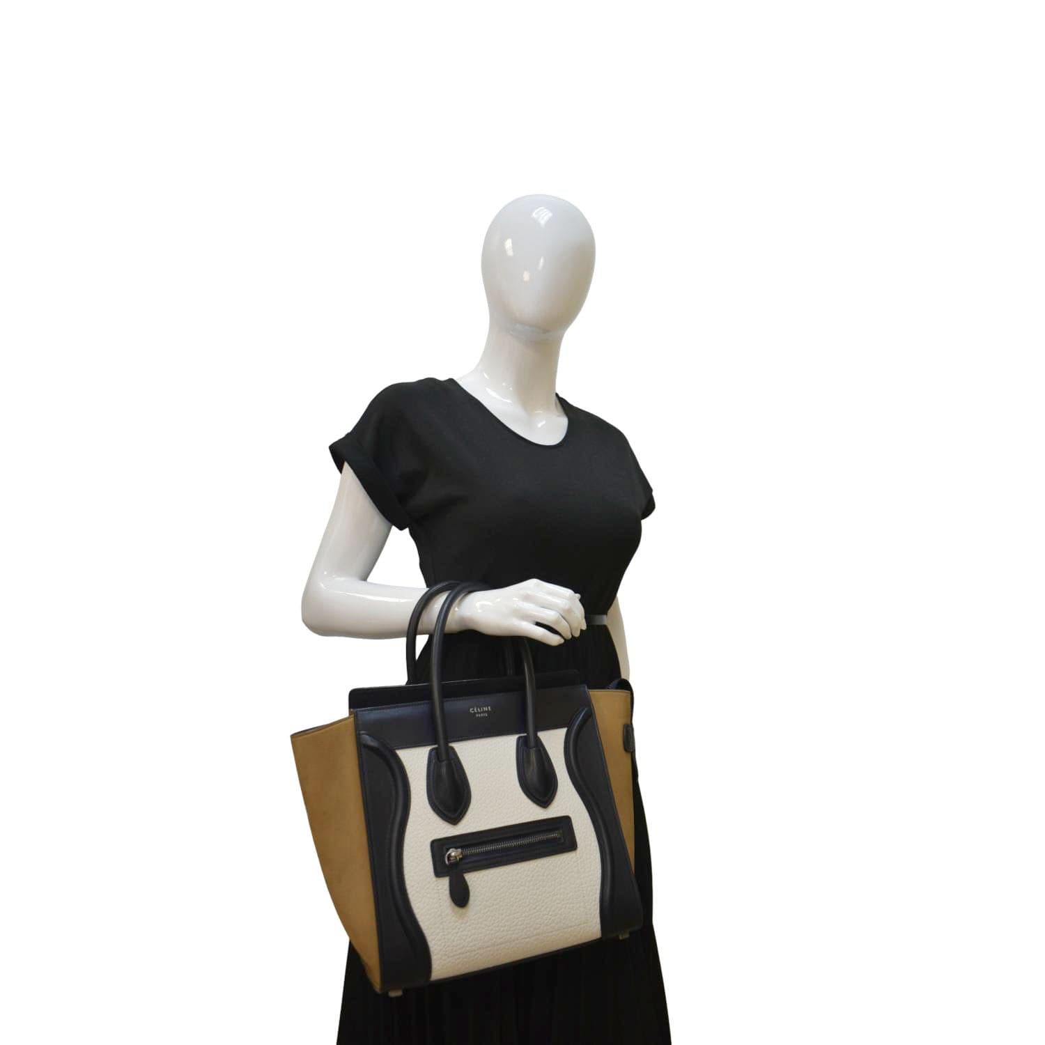 Micro Luggage Calfskin Tote Bag Tri Color Leather
