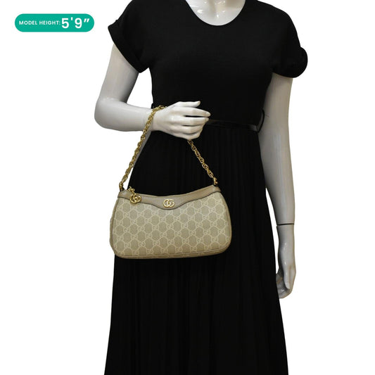 Gucci Ophidia Supreme Hobo Bag Canvas Beige Travel Bag Small 735146