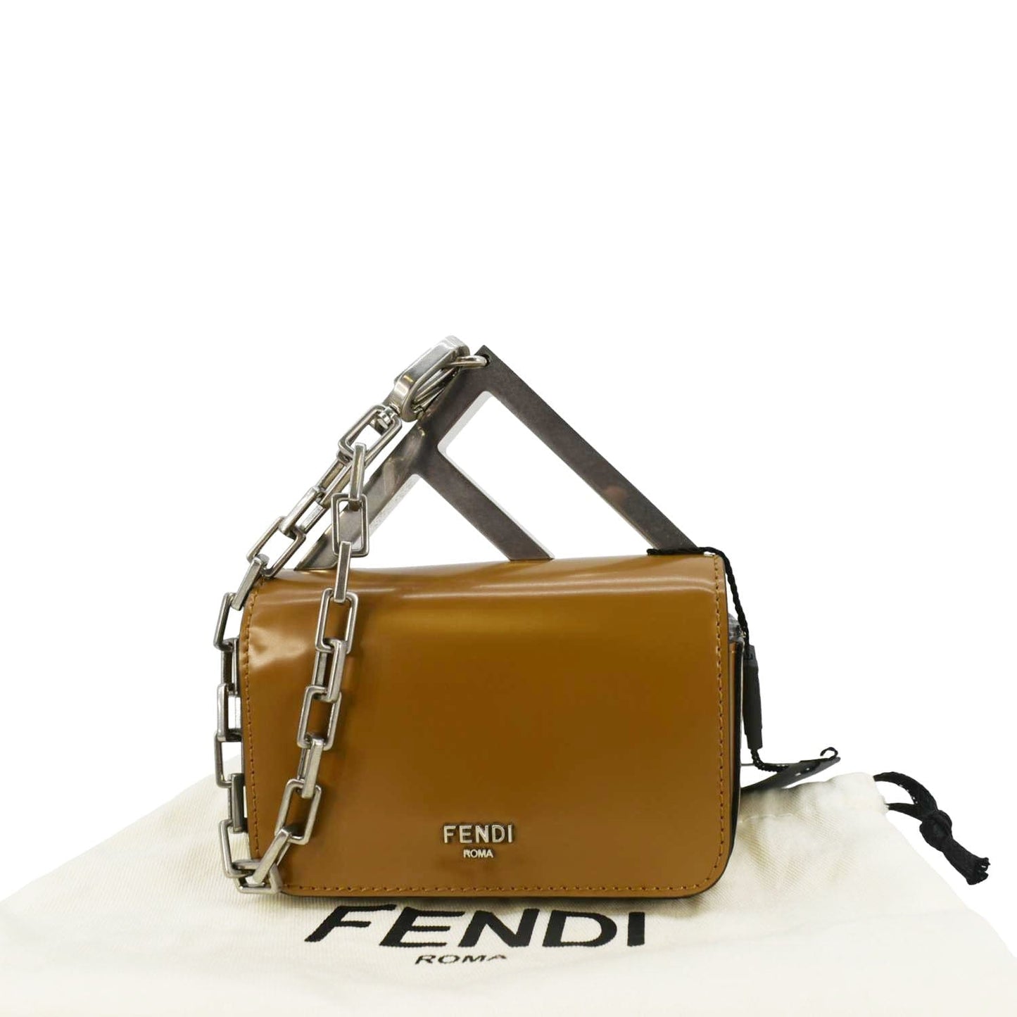 Fendi Nano Clutch Bag Leather Brown