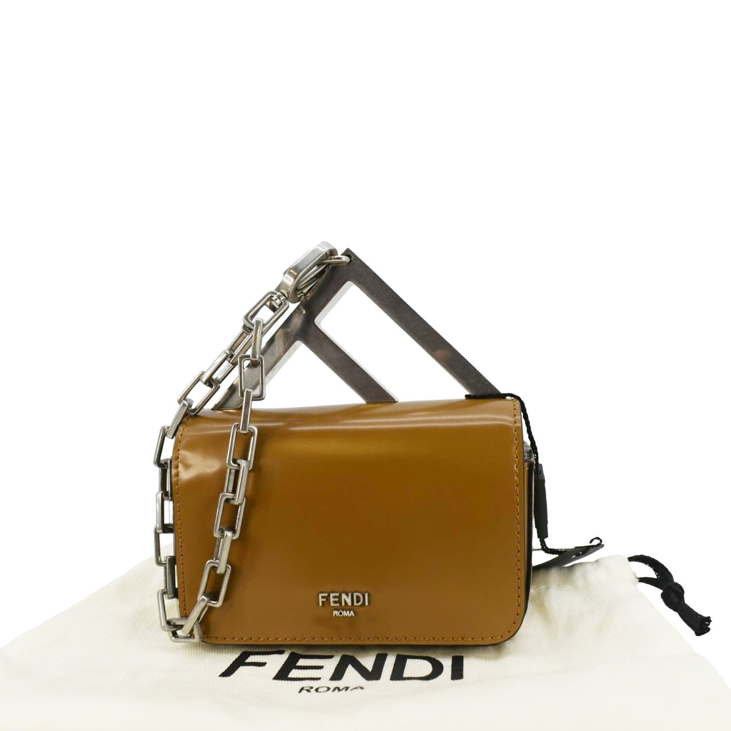Fendi Nano Clutch Bag Leather Brown