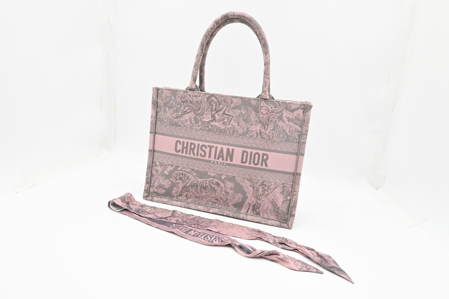 Dior Book Tote In Toile De Jouy Sauvage Pink Medium Tote Bag