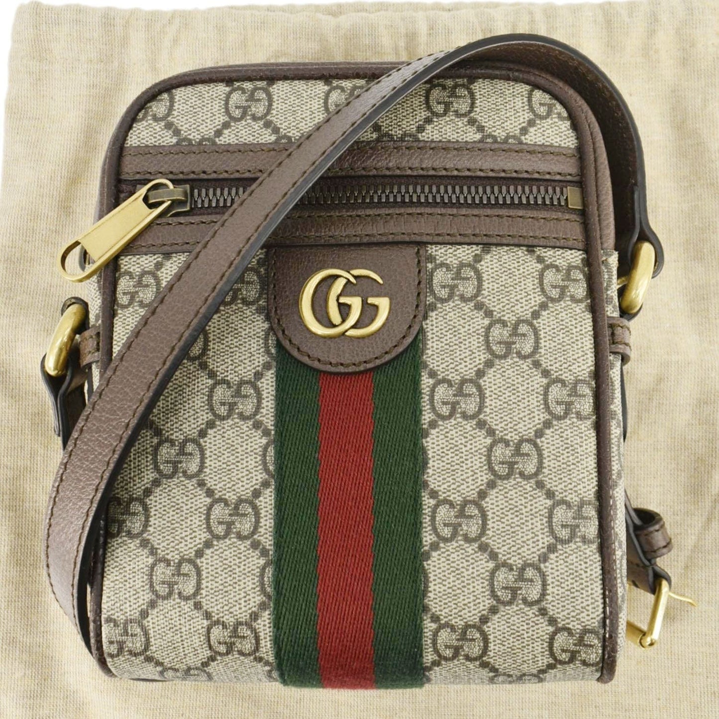 Gucci Ophidia Messenger Bag Canvas Brown Crossbody Bag Messenger Bag