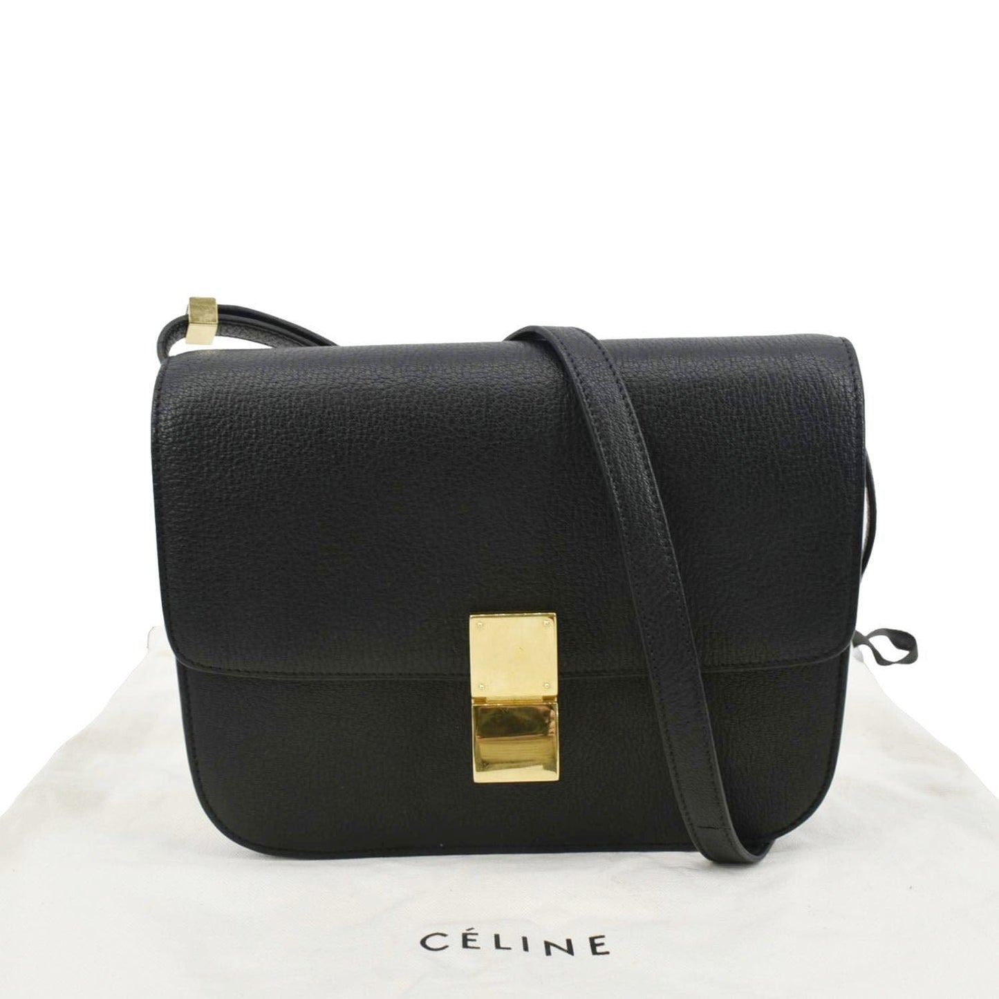 Classic Box Calfskin Crossbody Bag Leather Black Bag Black