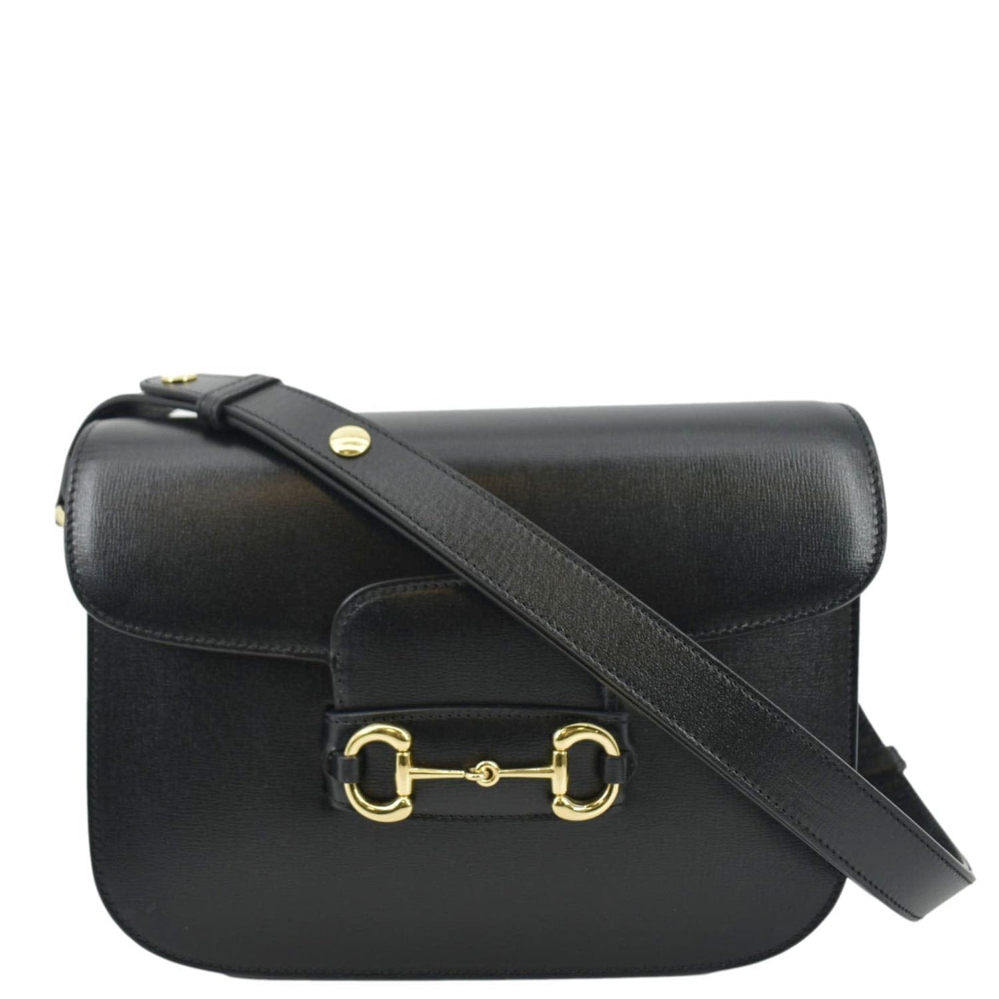 Gucci Horsebit Shoulder Bag Leather Black Horsebit 602204