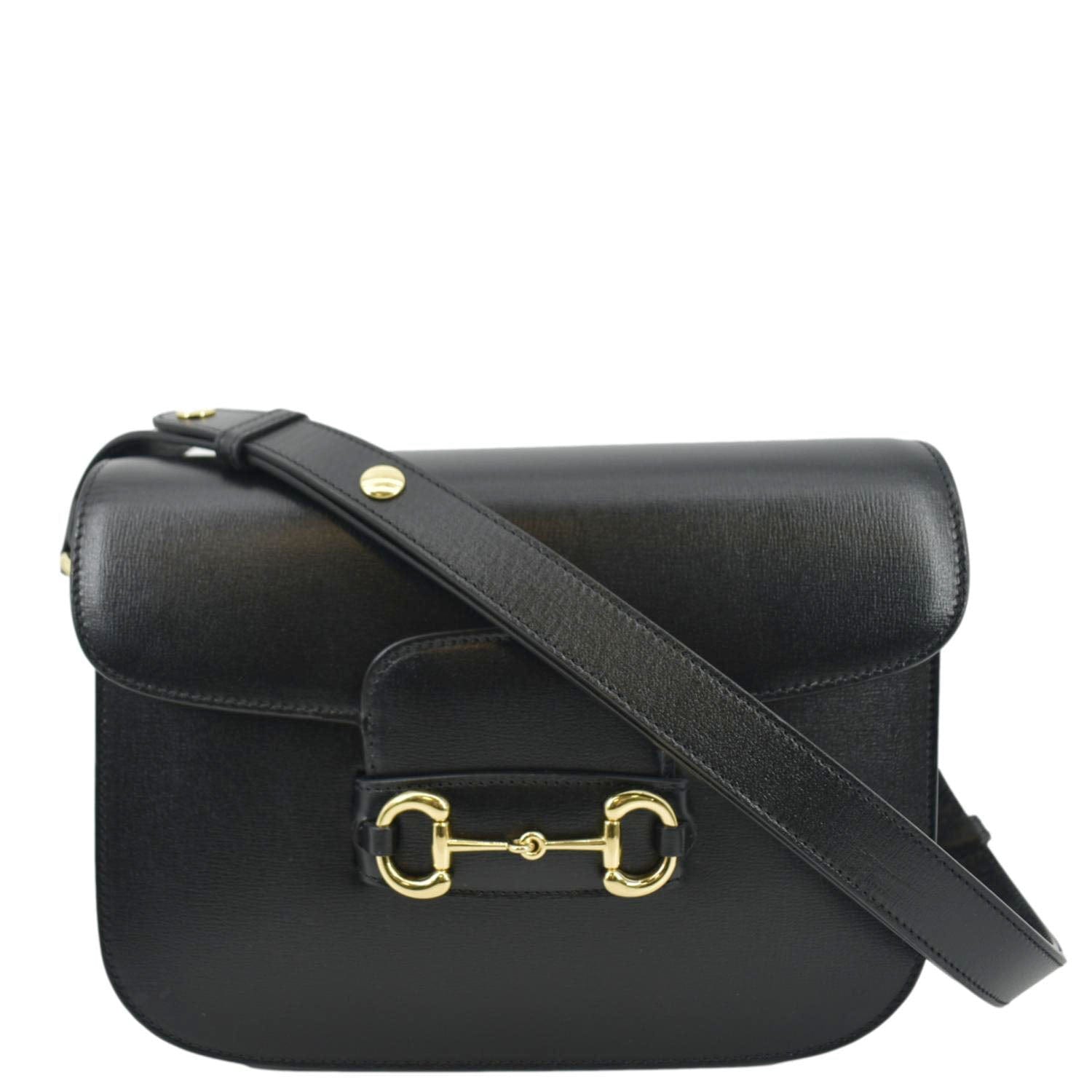 Gucci Horsebit Shoulder Bag Leather Black Horsebit 602204