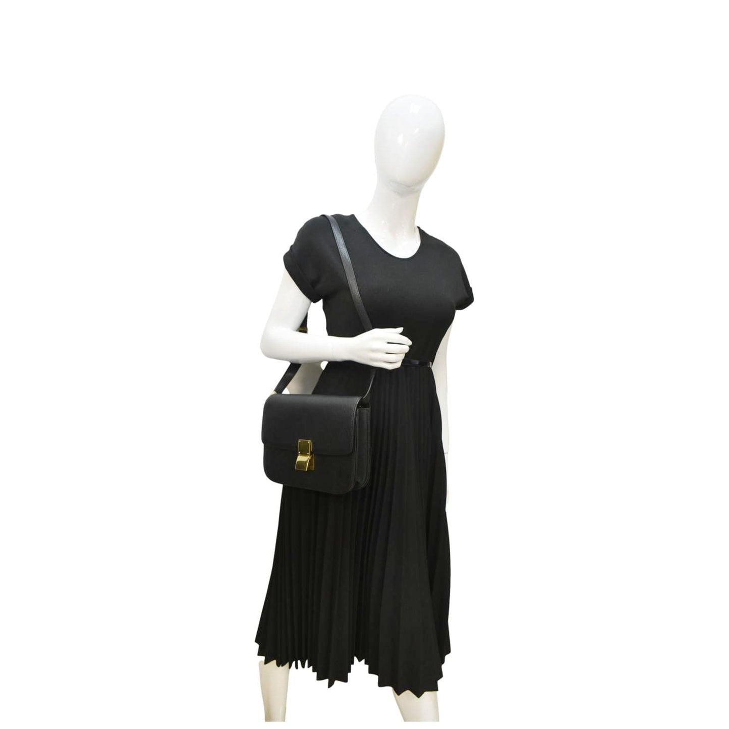 Classic Box Calfskin Crossbody Bag Leather Black Bag Black