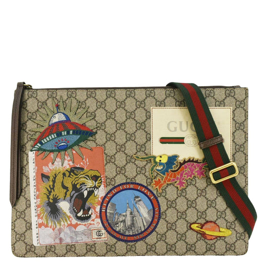 Gucci Original Courrier Web Messenger Bag Canvas Beige Crossbody Bag