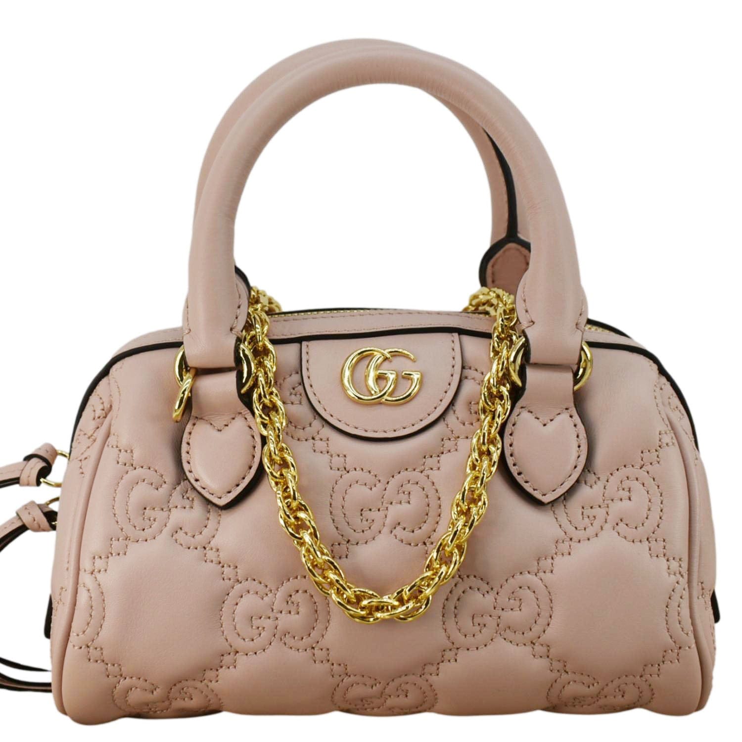 Gucci Mini Calfskin Bowler Bag Leather Matelasse Travel Bag
