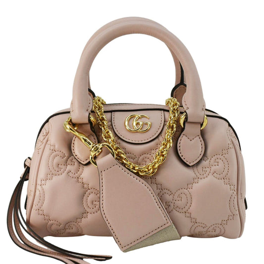 Gucci Mini Calfskin Bowler Bag Leather Matelasse Travel Bag