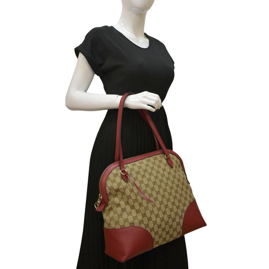 Gucci Bree Dome Shoulder Bag Canvas Beige
