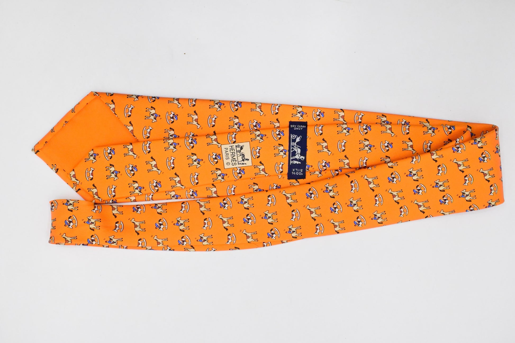 Hermes Tie In Orange Silk Handbag Travel Bag
