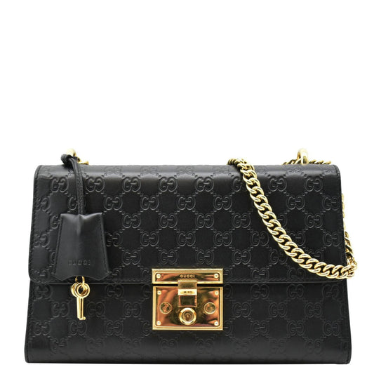 Gucci Padlock Leathrer Shoulder Bag Black Medium