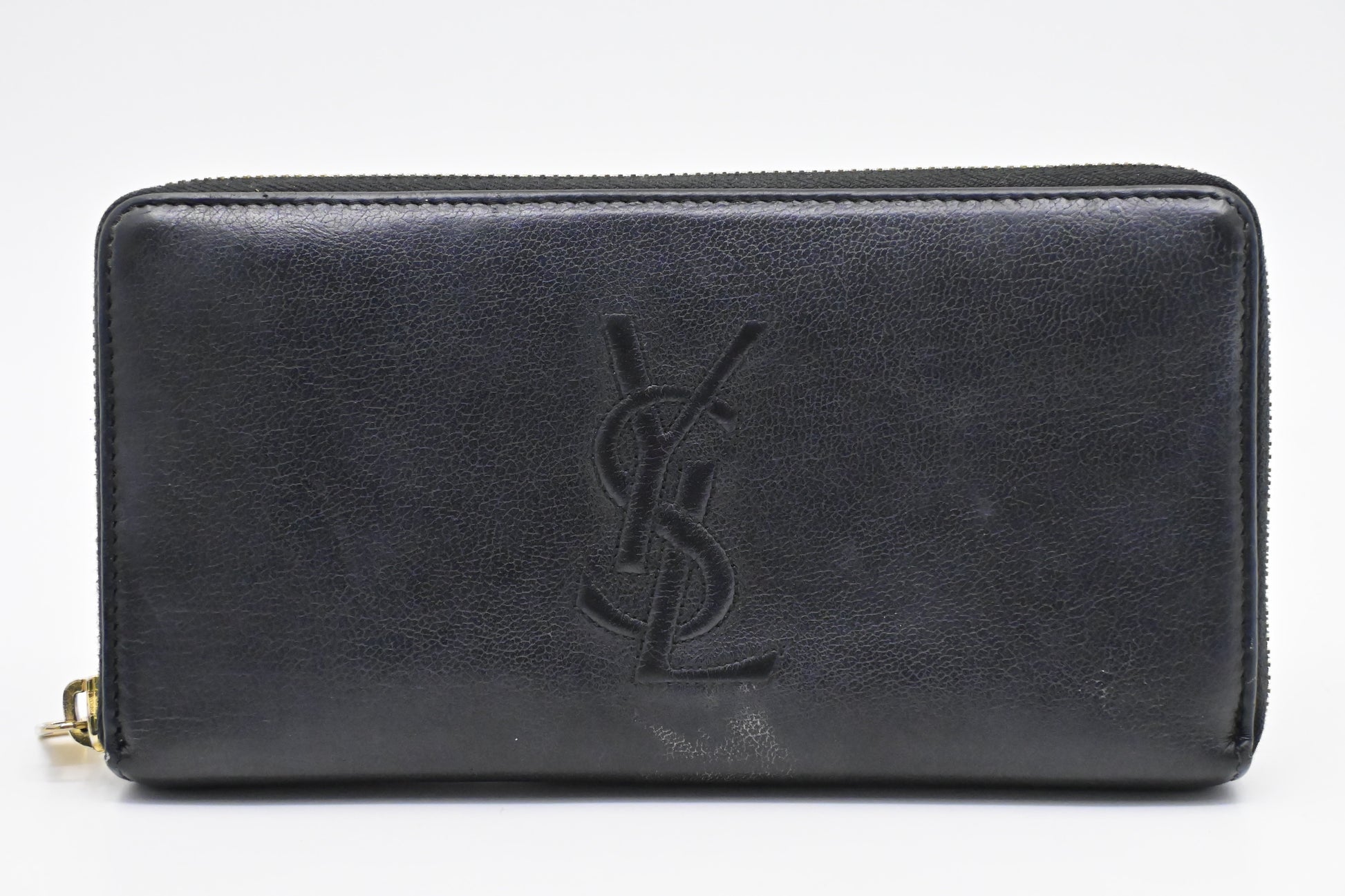 YSL Saint Laurent Long Zippy Wallet In Travel Bag Leather Black
