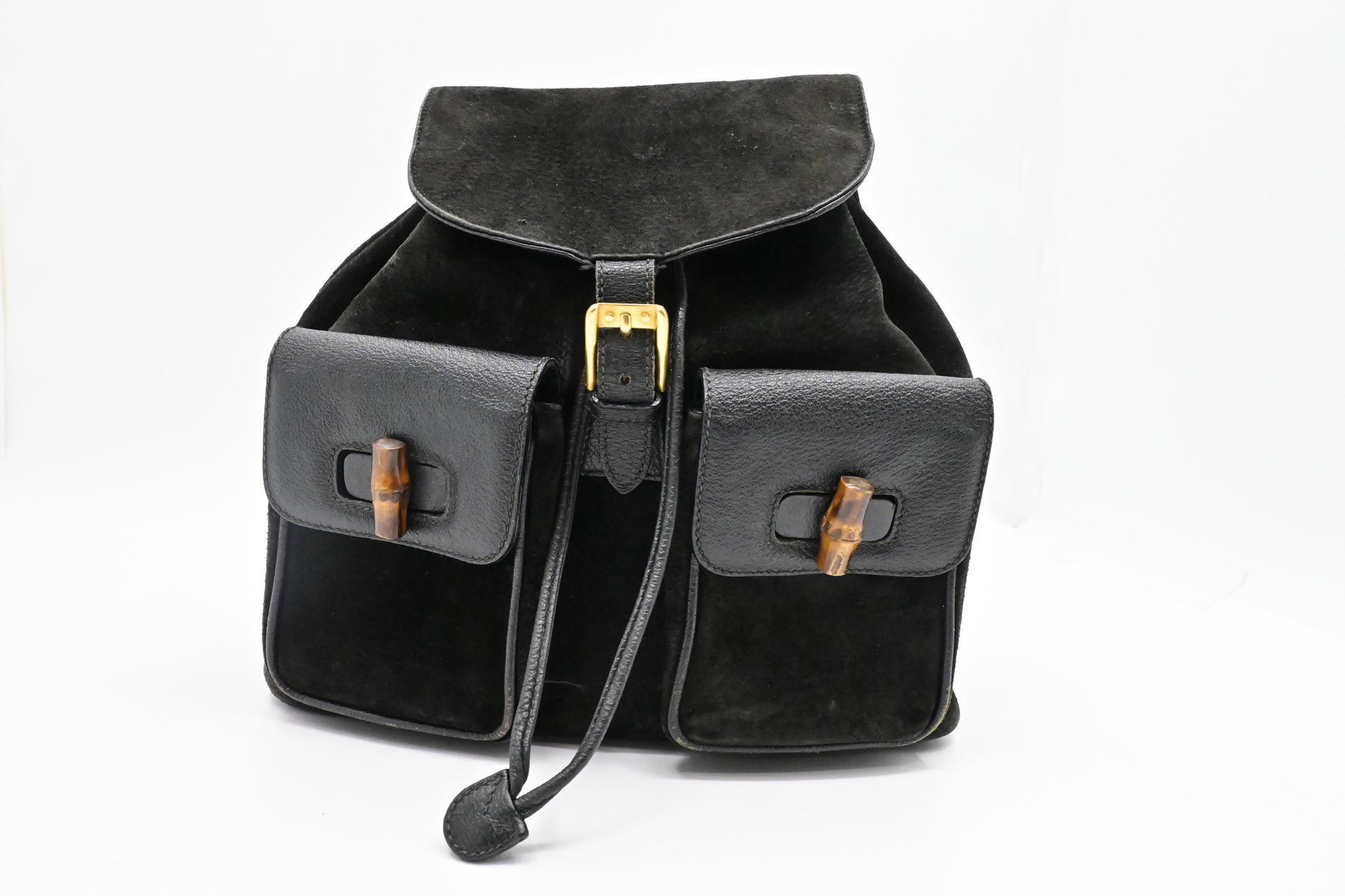 Gucci Bamboo Backpack Suede Black
