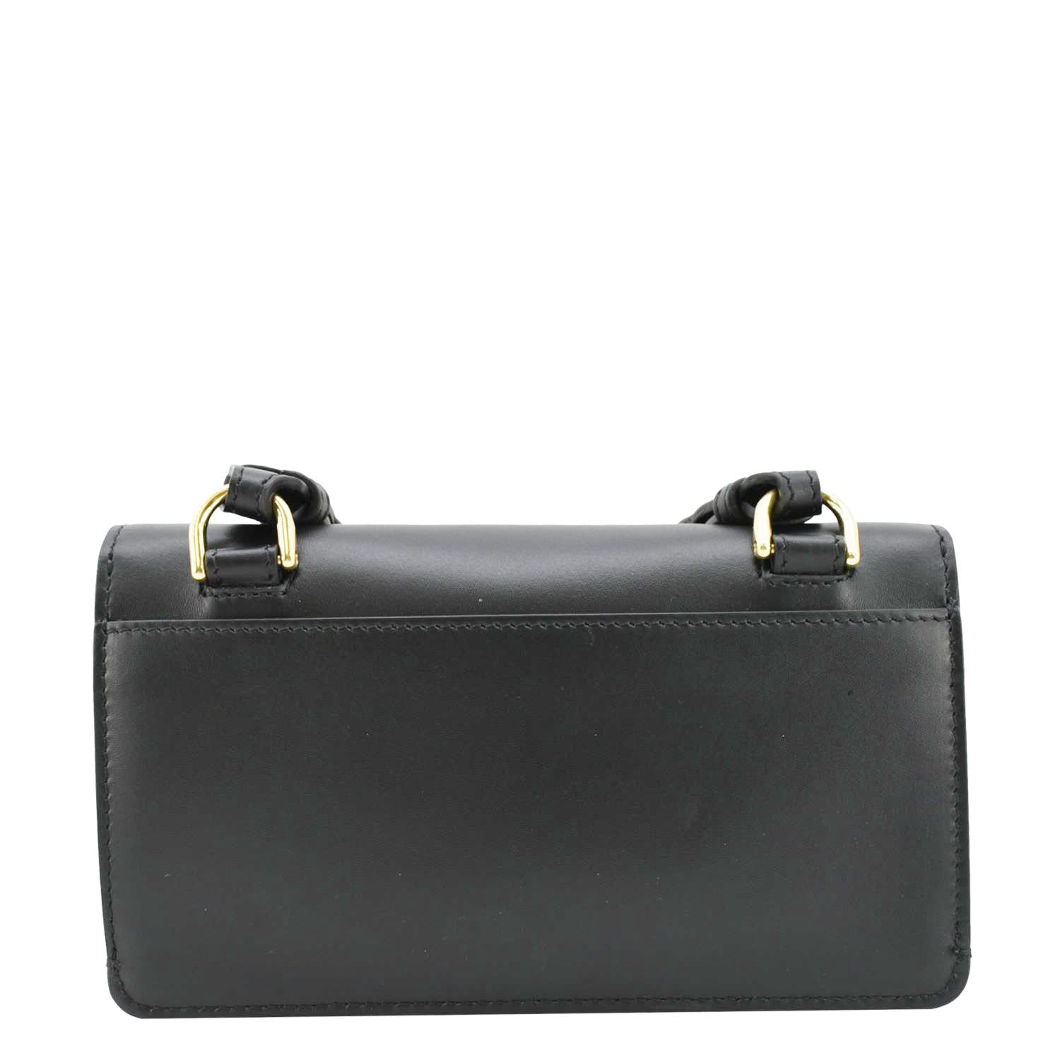 Fendi Flat Baguette Shoulder Bag Leather Black Mini Shoes