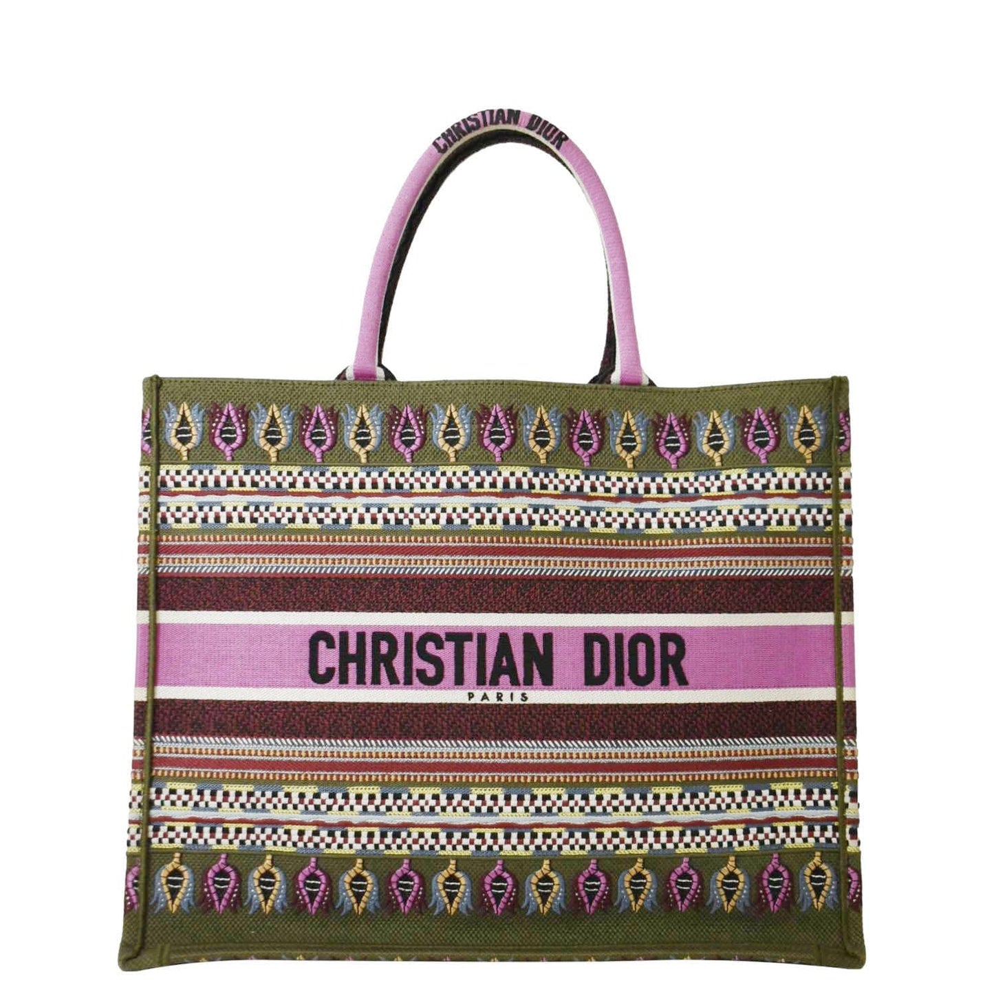 Dior Large Book Embroidered Tote Bag Canvas