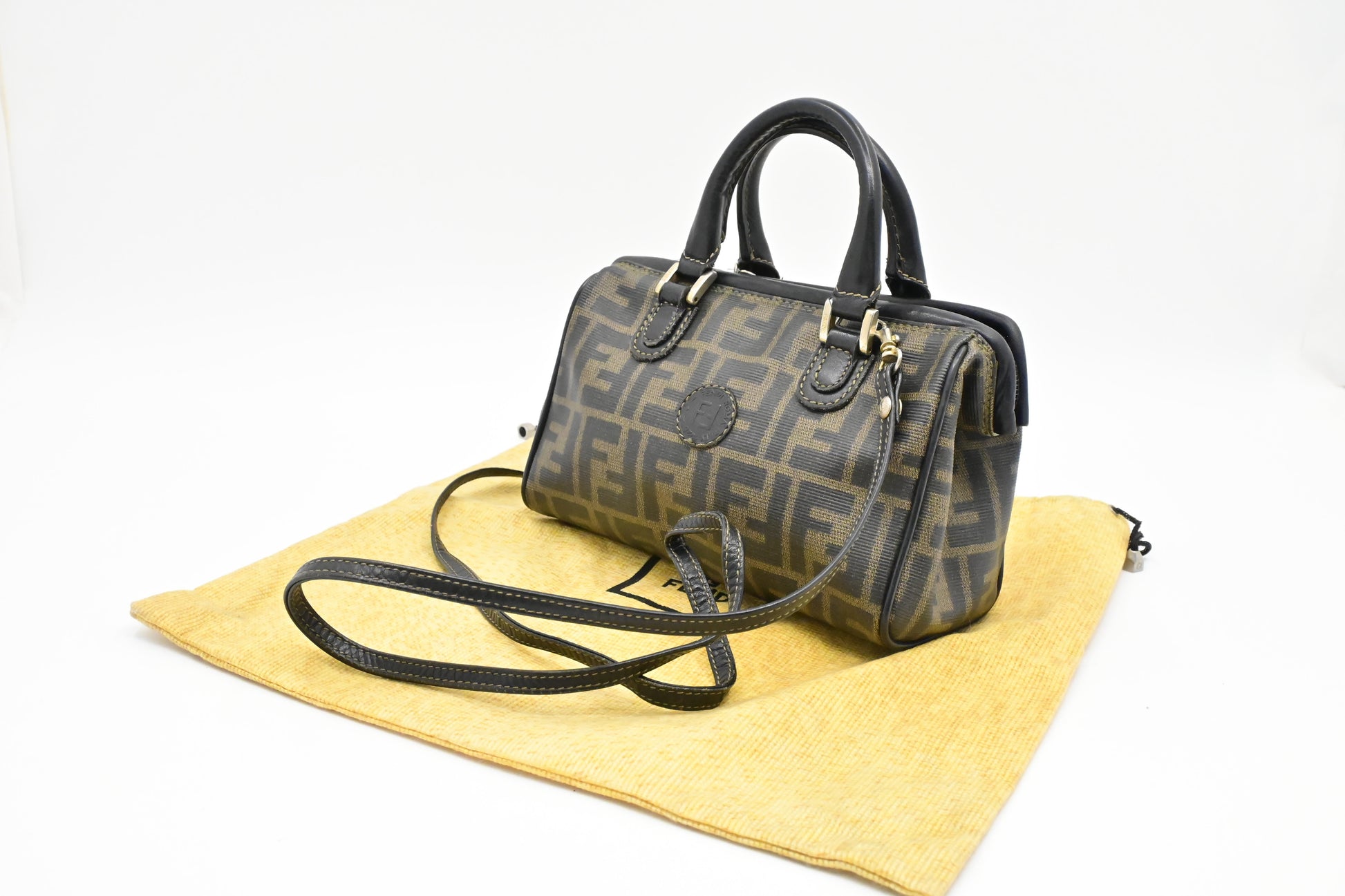 Fendi Boston Bag In Zucca Coated Canvas Mini Travel Bag