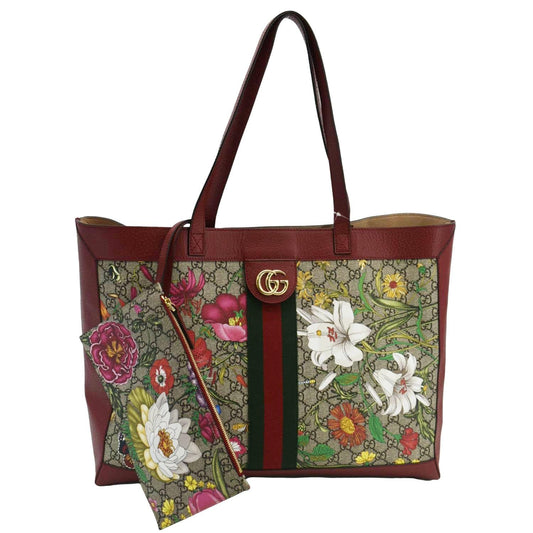 Gucci Ophidia Floral Supreme Tote Shoulder Bag Beige Medium