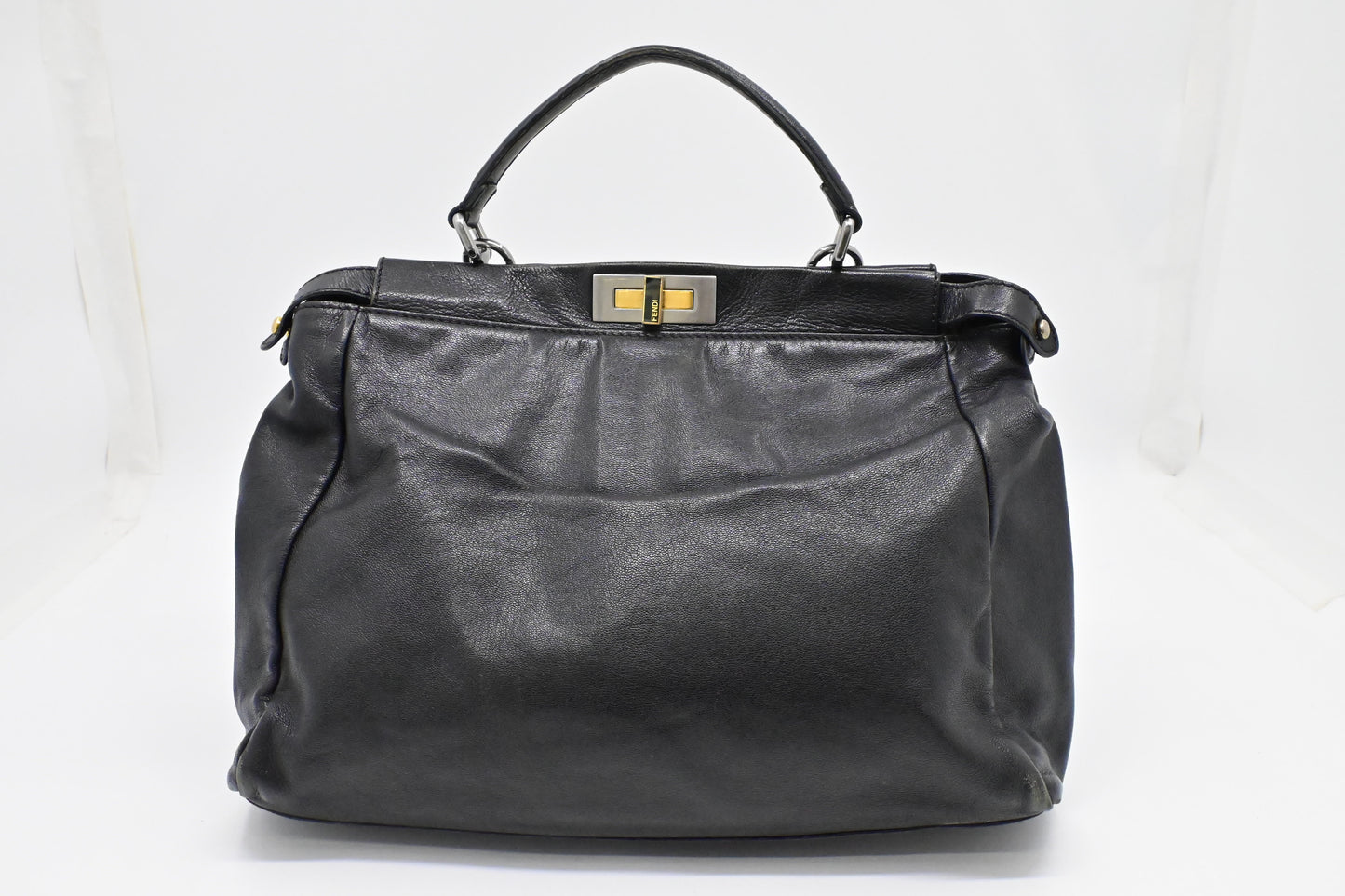 Fendi Peekaboo Tote In Leather Black Medium Tote Bag Black Leather 1