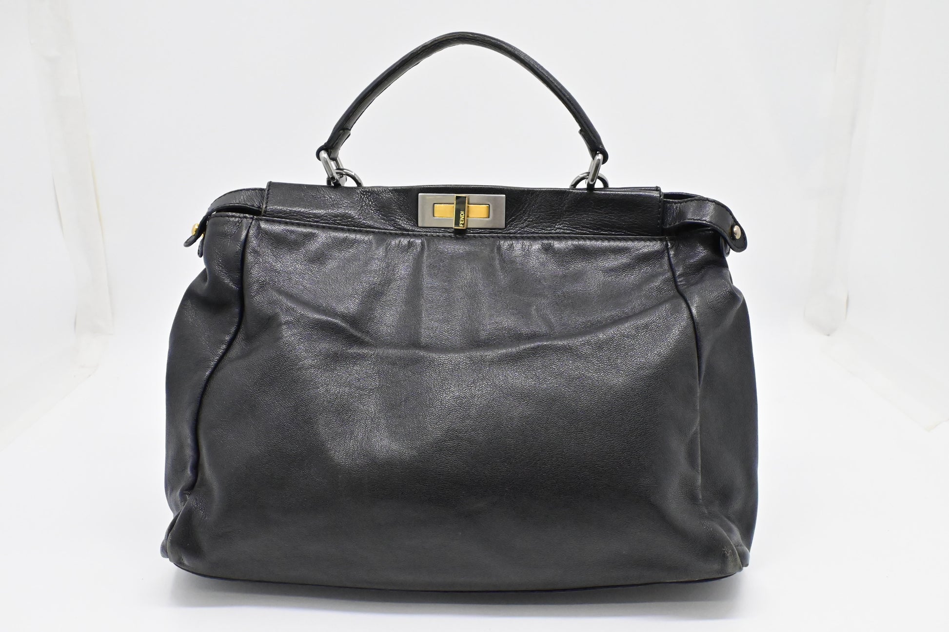 Fendi Peekaboo Tote In Leather Black Medium Tote Bag Black Leather 1