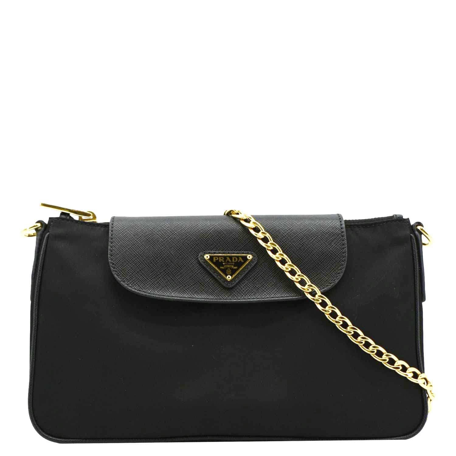 Prada Tessuto Crossbody Bag Saffiano Black Small