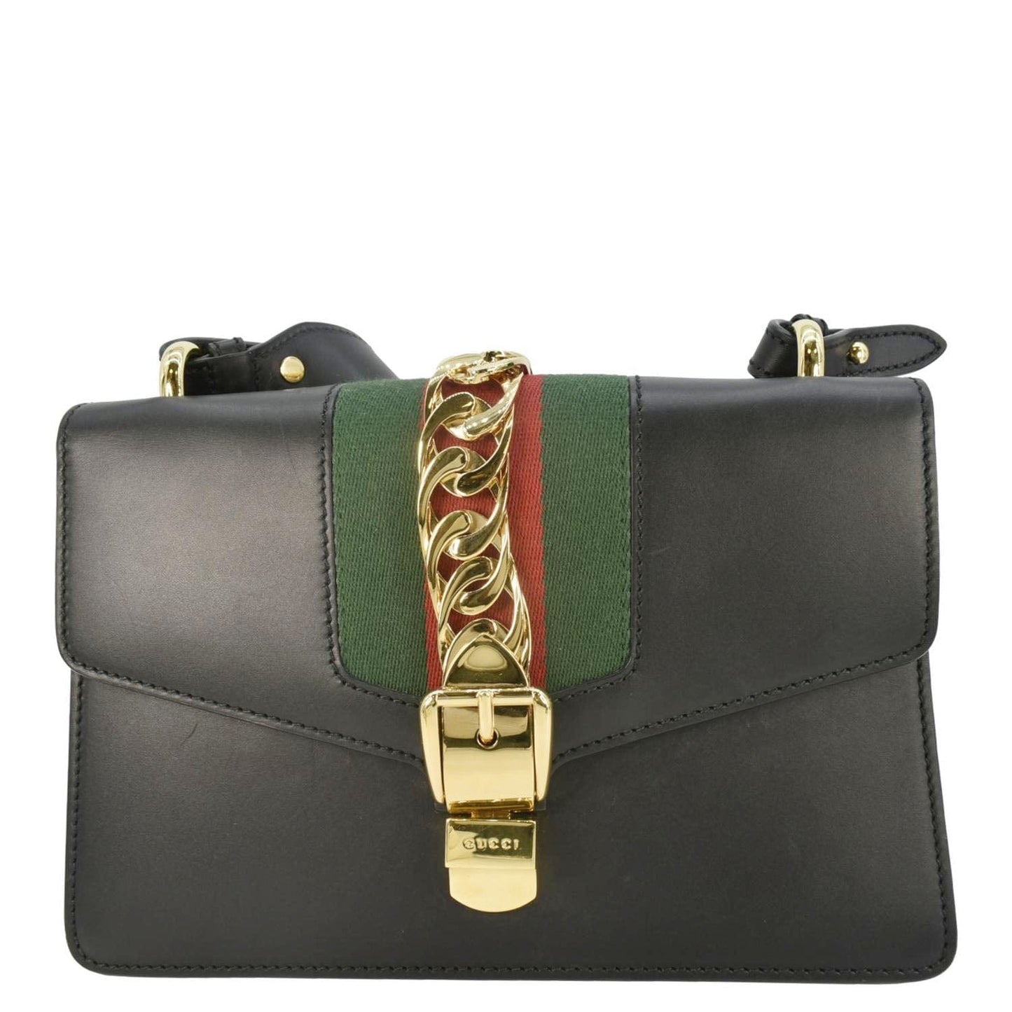 Gucci Sylvie Web Shoulder Bag Leather Black