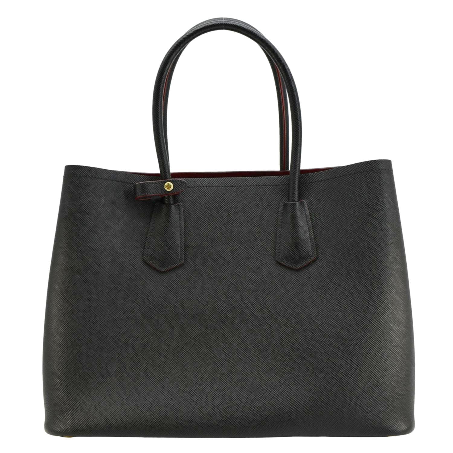 Double Handle Saffiano Tote Bag Leather Black