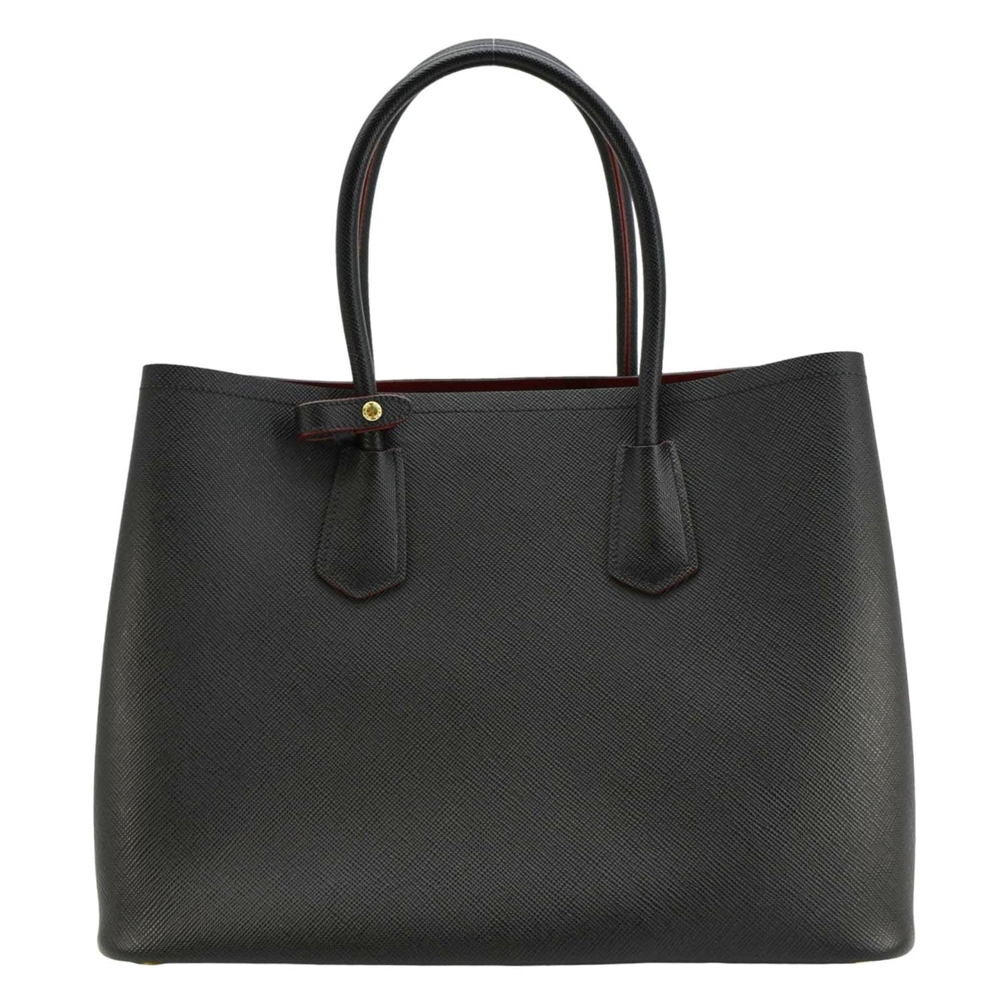 Prada Double Handle Tote Bag Leather Saffiano Black