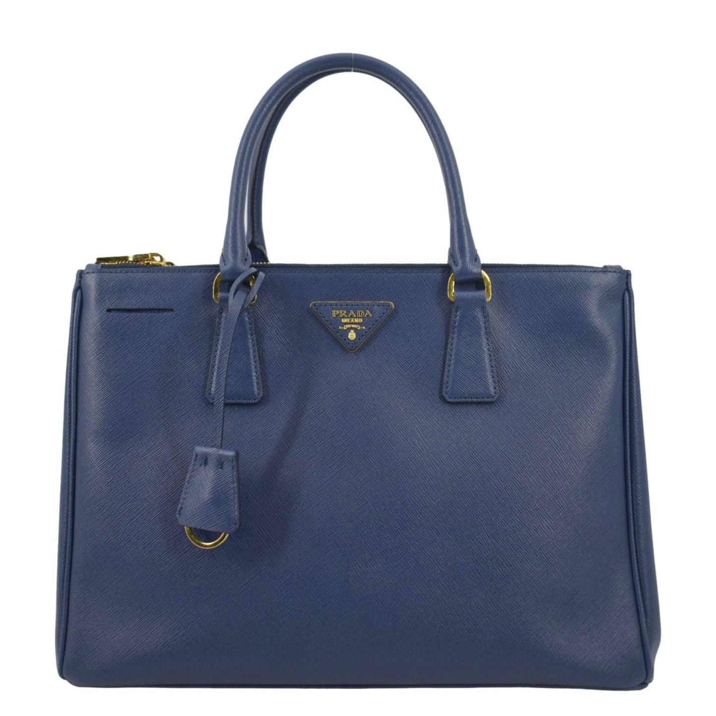 Prada Galleria Double Zip Tote Bag Leather Saffiano Blue