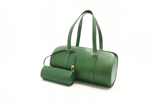Louis Vuitton Soufflot Green Leather Epi Handbag