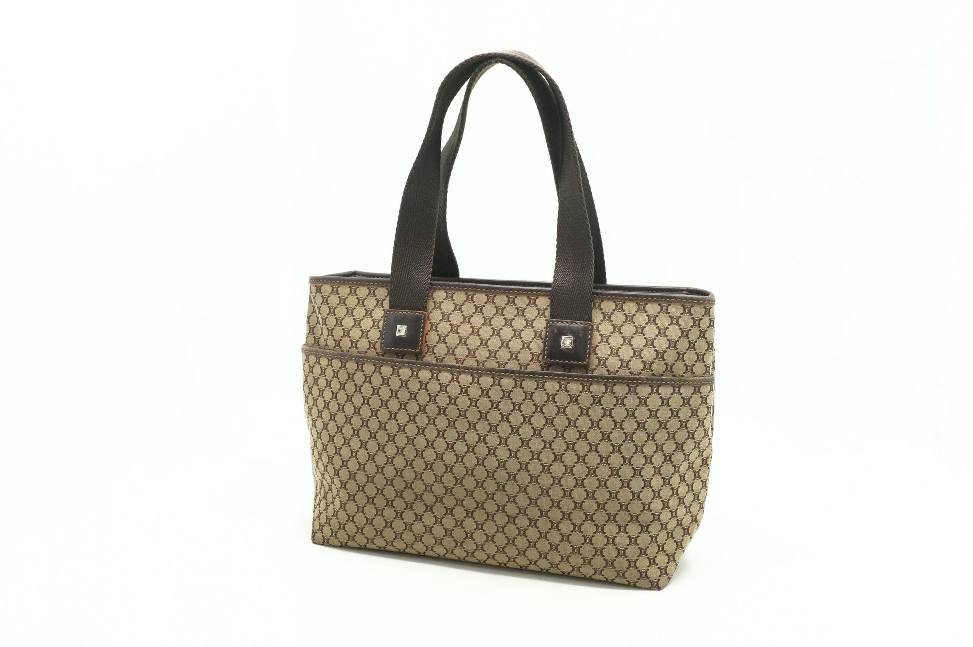 Celine Shoulder Bag In Triomphe Canvas Brown