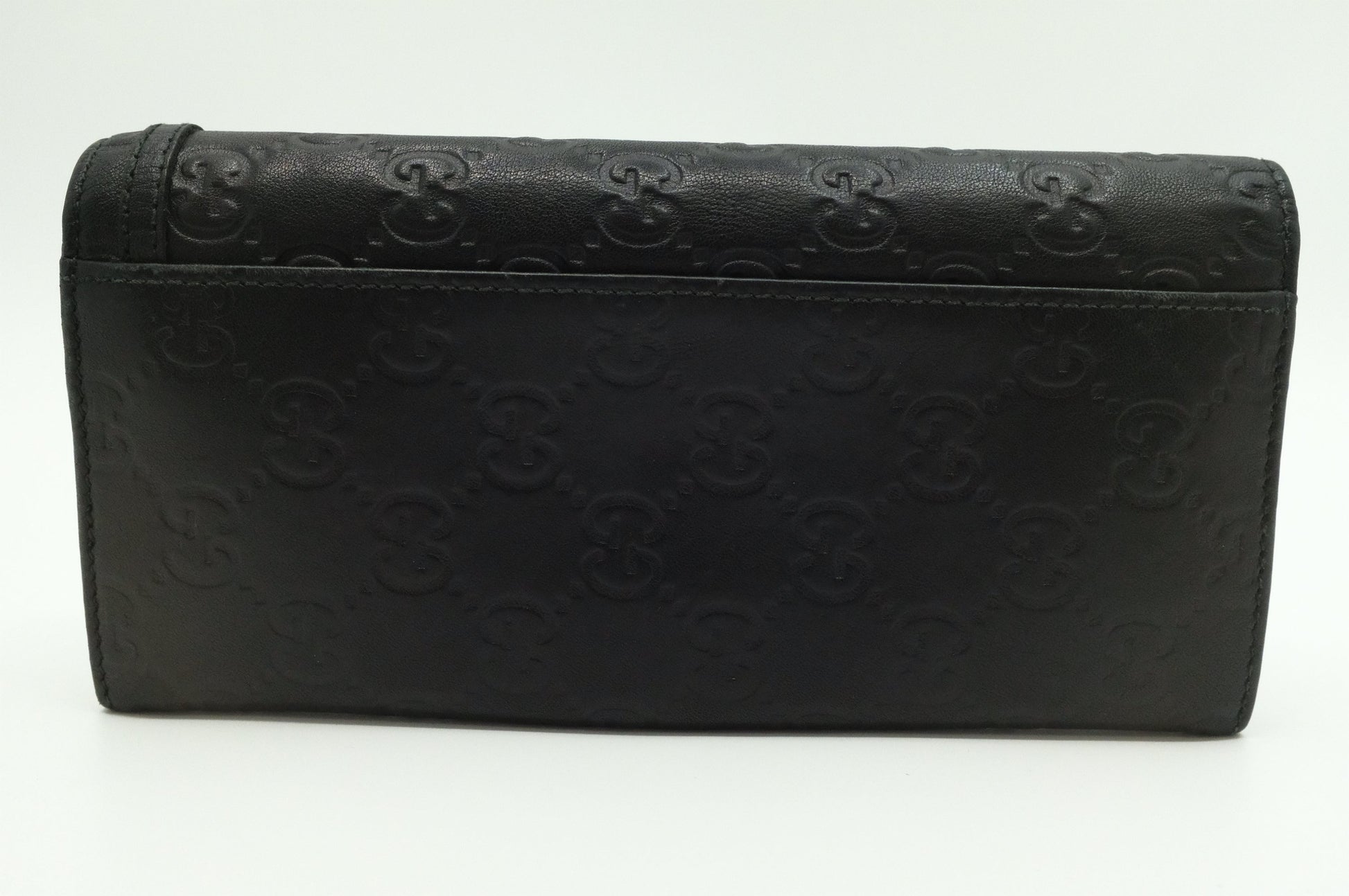 Gucci Long Guccissima Leather Black Wallet Case