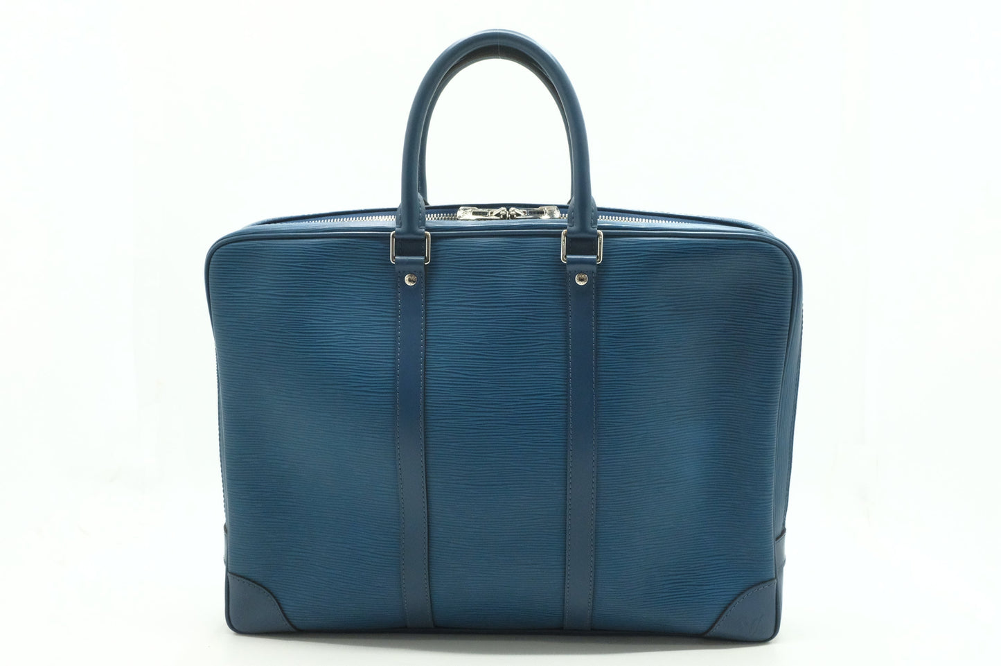 Louis Vuitton Porte Documents Blue Leather Epi Handbag