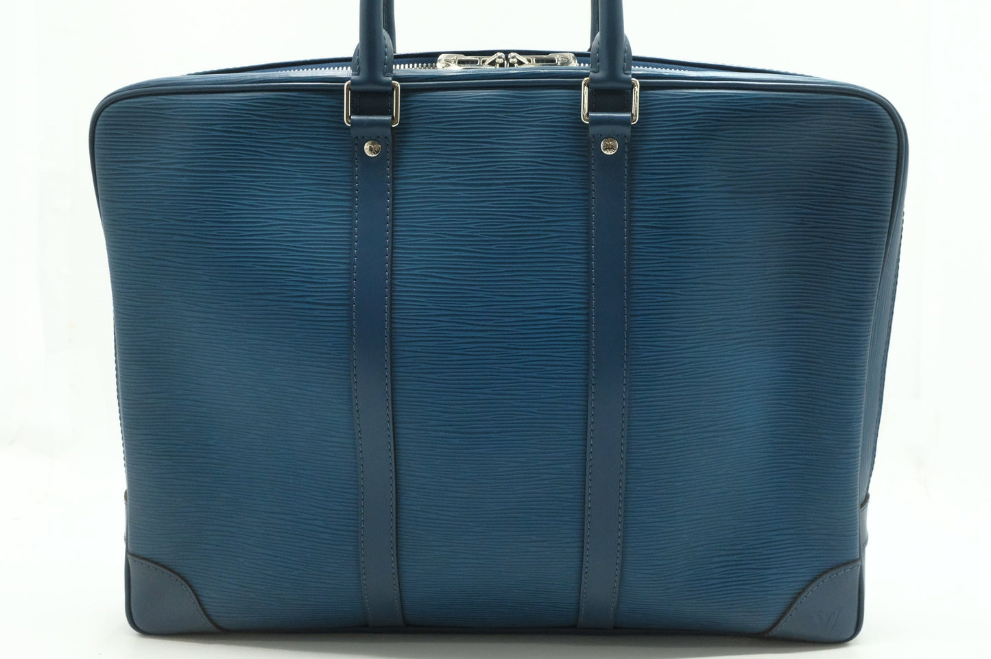 Louis Vuitton Porte Documents Blue Leather Epi Handbag