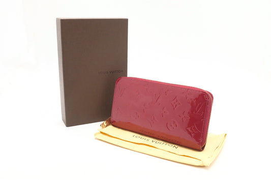 Louis Vuitton Zippy Long Vernis Leather Red Wallet Case