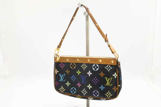 Louis Vuitton Pochette Accessoires Monogram Canvas Black Multicolor Clutch Bag