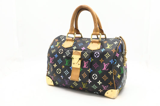 Louis Vuitton Speedy 30 Monogram Multicolor Black Canvas Handbag Canvas 1