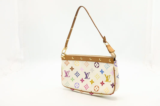 Louis Vuitton Pochette Accessoires Monogram Canvas White Multicolor Clutch Bag