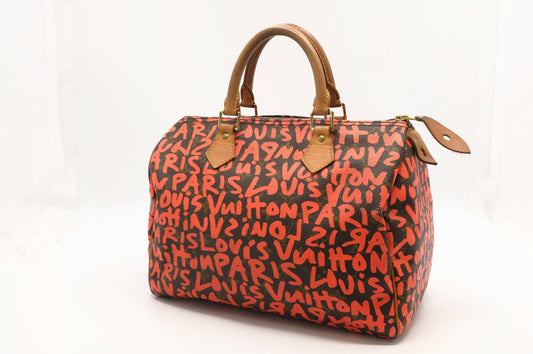 Louis Vuitton x Stephen Spro Speedy 30 Canvas Orange Handbag