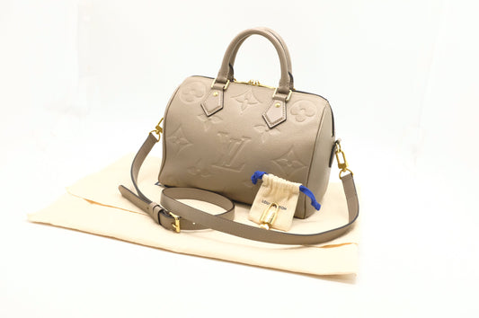 Louis Vuitton Speedy 25 Bandouliere Turtledove Leather Empreinte Handbag