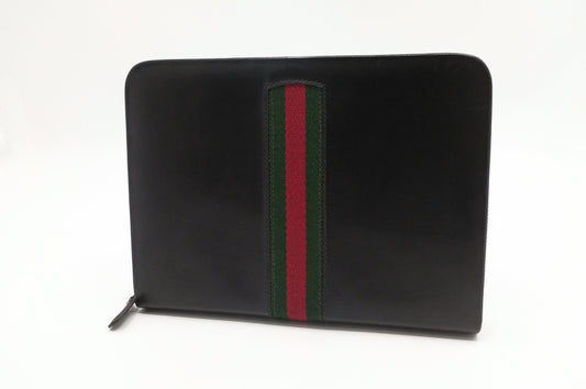 Gucci Zipped Leather Black Clutch Bag