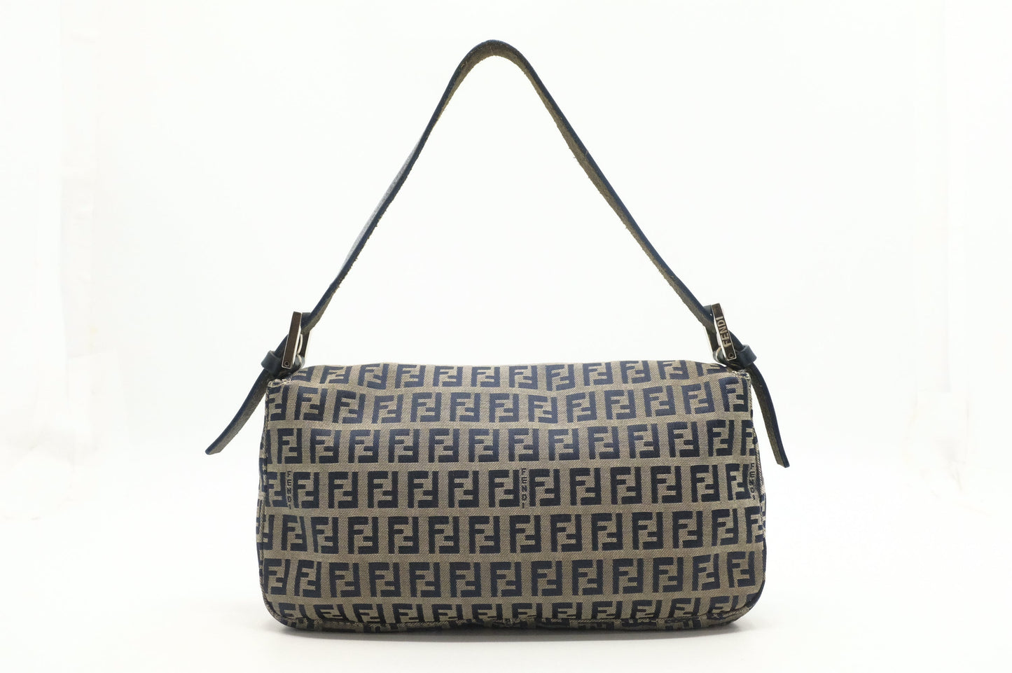 Fendi Baguette In Zucchino Handbag Canvas Navy Shoulder Bag