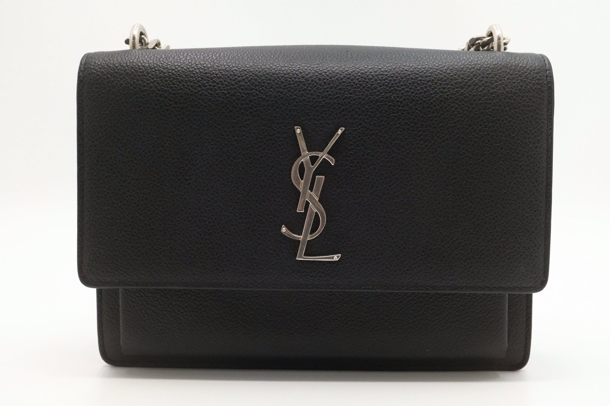 YSL Saint Laurent Sunset Crossbody In Leather Black Crossbody Bag