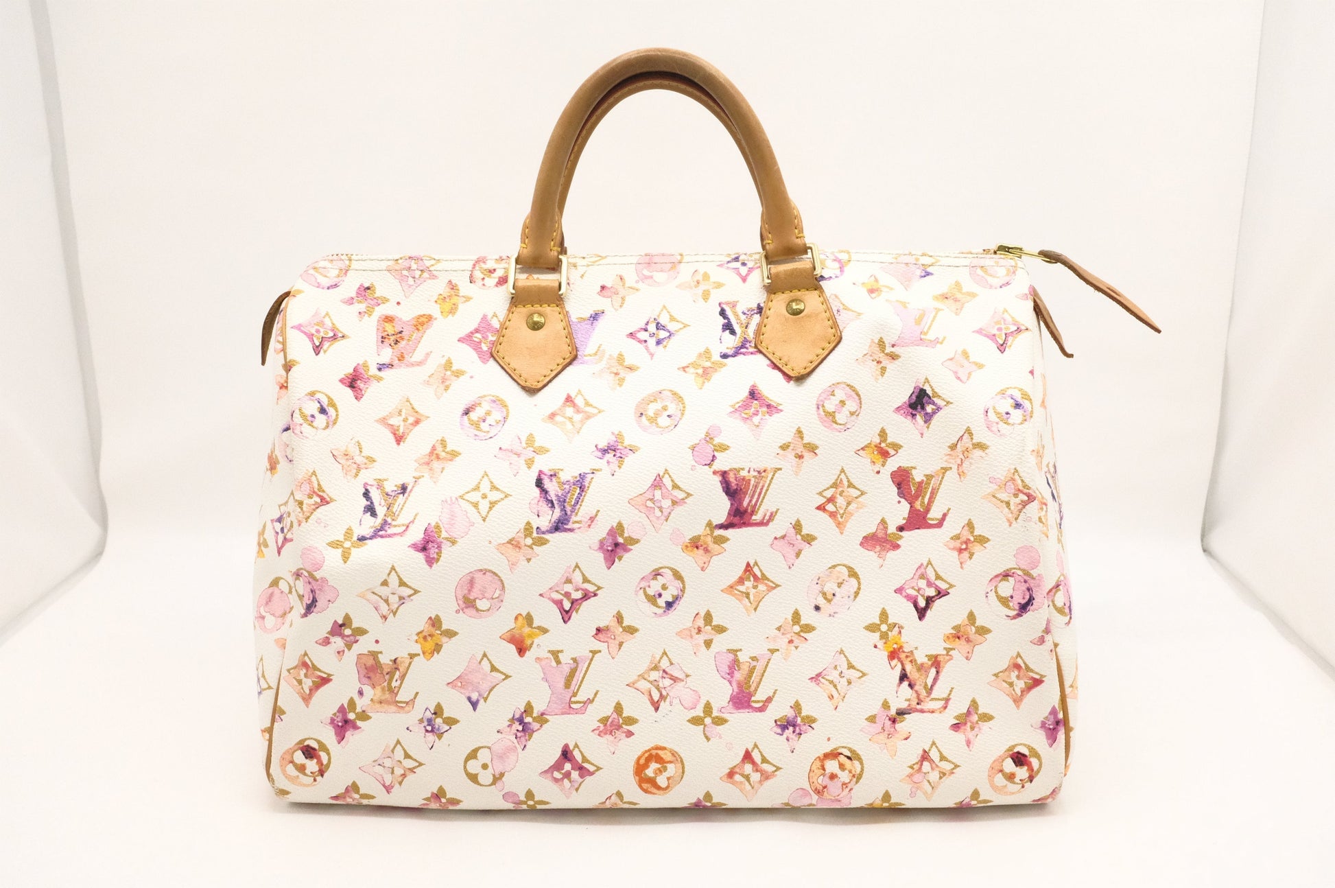Louis Vuitton Speedy 35 Watercolor Monogram White Canvas Handbag