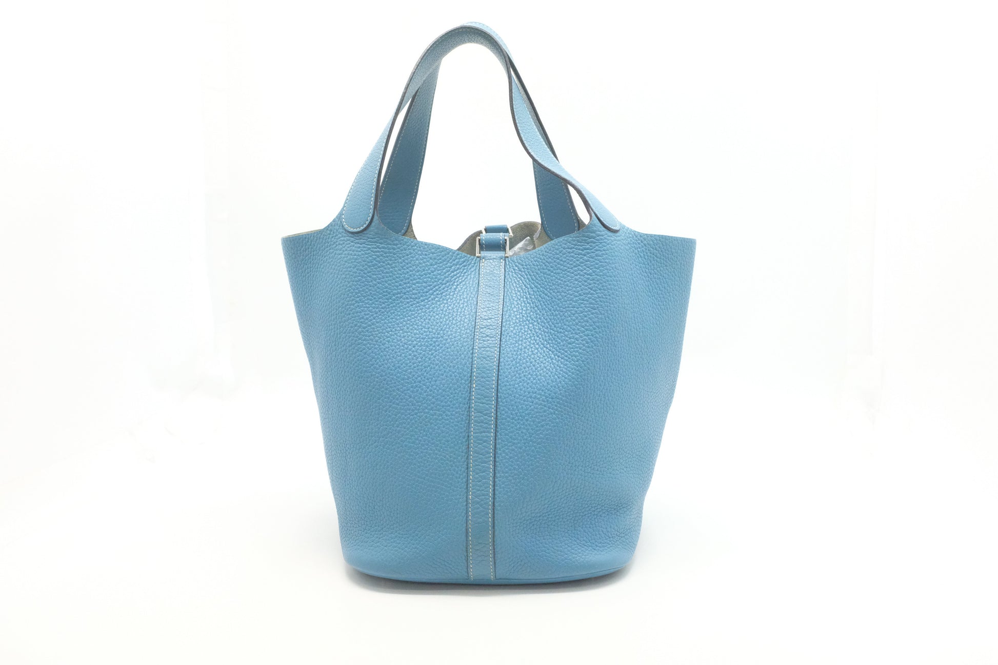 Hermes Picotin In Jean Handbag Leather Blue Travel Bag