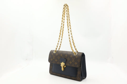 Louis Vuitton Victoire & Monogram Blue Canvas Leather Handbag