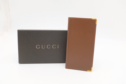 Gucci Bifold Long Leather Brown Wallet Case