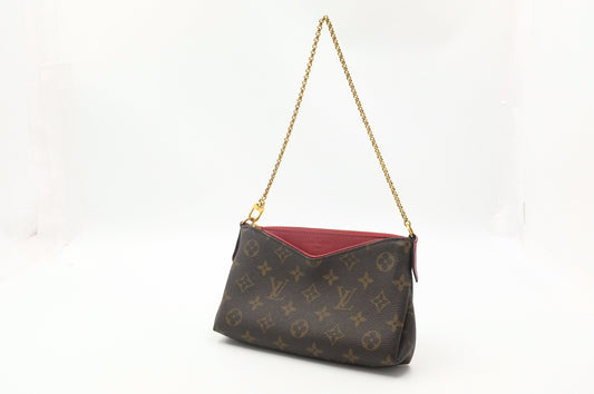Louis Vuitton Pallas Monogram Canvas Leather Red Clutch Bag