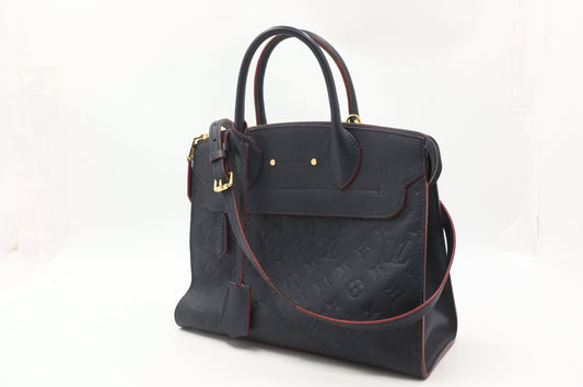 Louis Vuitton Pont Neuf Navy Blue Leather Empreinte Handbag