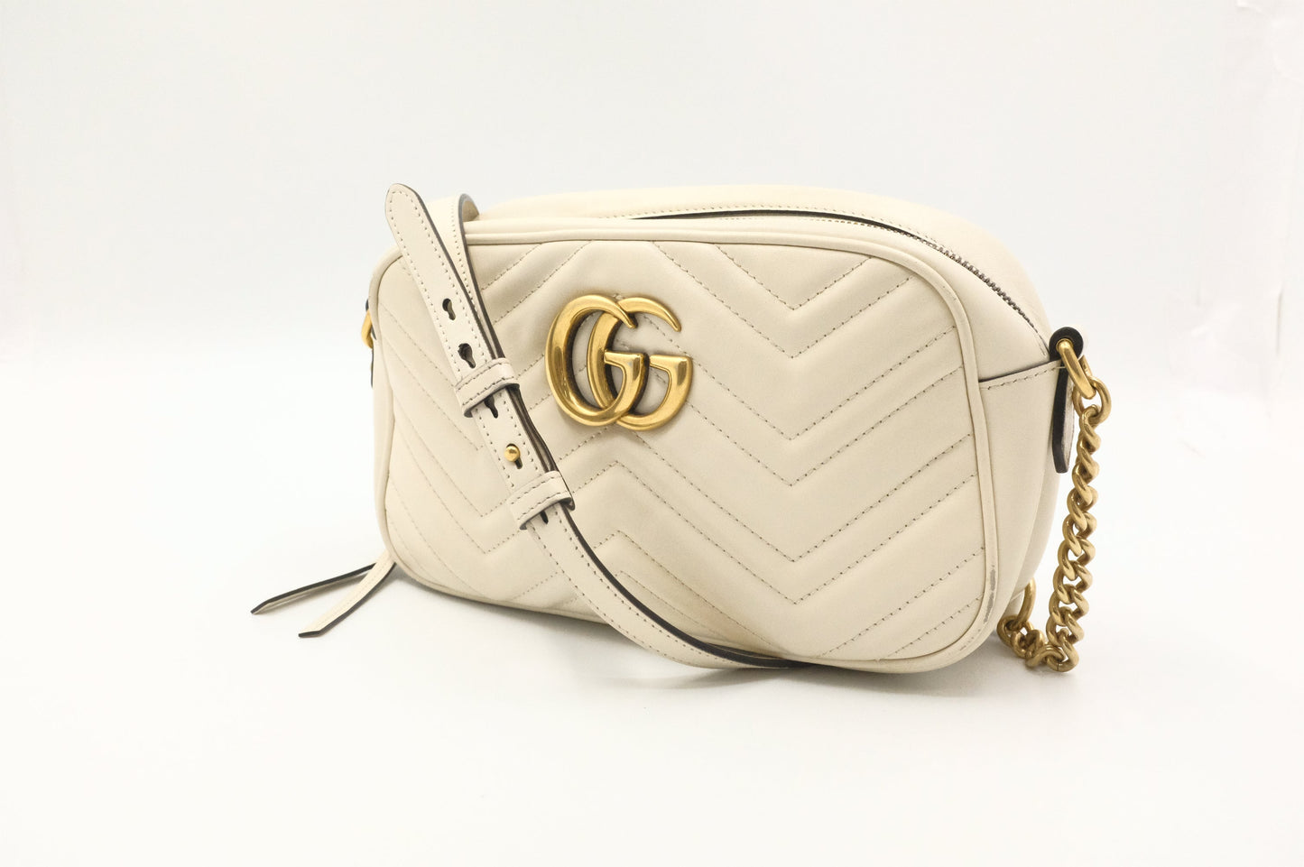 Gucci Marmont Leather White Crossbody Bag